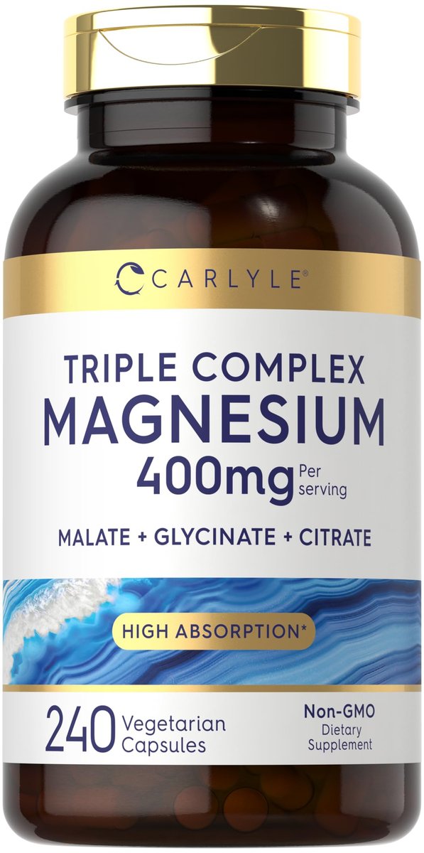 Carlyle Triple Magnesium Complex | 400 mg | 240 Kapseln | Magnesiummalat, Glycinat & Citrat | Vegetarisch, Nicht-GMO & Glutenfrei