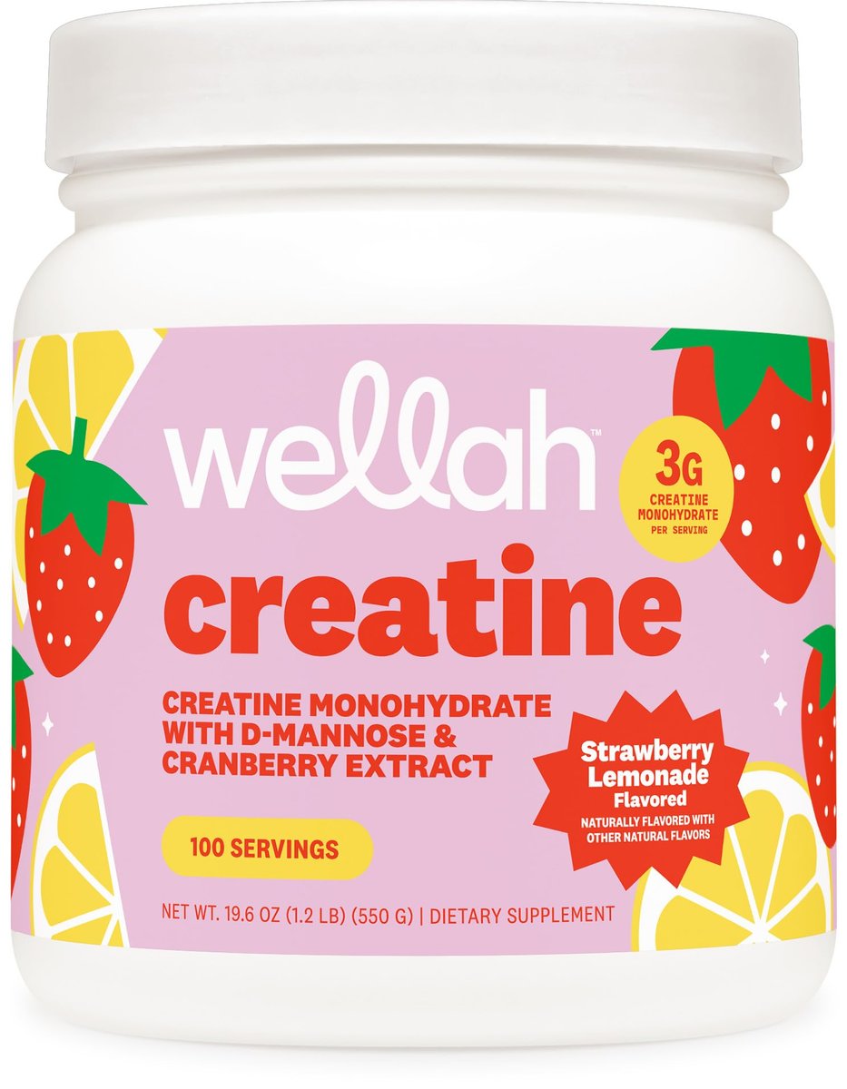 Wellah Creatine für Frauen – Kreatin-Monohydrat mit Löwenzahn & Cranberry-Extrakt (100 Portionen, Erdbeer-Zitronen-Geschmack)