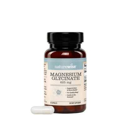 NatureWise Magnesium Glycinat 625 mg – Hochabsorbierendes, cheliertes Magnesiumglycinat für Schlaf, Entspannung, Muskeln und Knochen* – Magenfreundlich, vegan, nicht-GVO – 30 Kapseln (30-Tage-Vorrat)