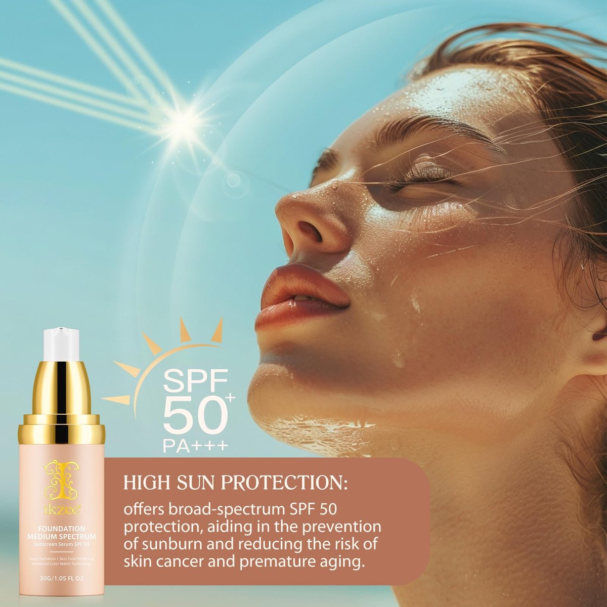 Color Changing Foundation 4 in 1 Medium Spectrum – Farbecht, feuchtigkeitsspendend, wasserfest, SPF50+, 30 ml