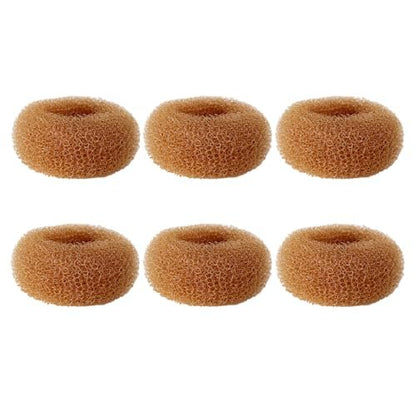 Extra kleiner Haarknotenformer für Kinder, 6-teiliges Chignon-Donut-Set für Mädchen, Mini-Haarknotenshaper für kurzes und dünnes Haar (Größe 2 Zoll, Hellbraun)