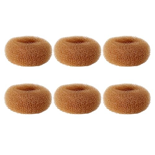 Extra kleiner Haarknotenformer für Kinder, 6-teiliges Chignon-Donut-Set für Mädchen, Mini-Haarknotenshaper für kurzes und dünnes Haar (Größe 2 Zoll, Hellbraun)