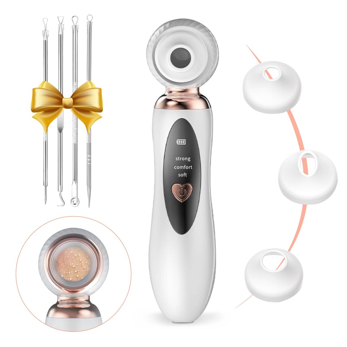 2025 Blackhead Remover Pore Vacuum – Wiederaufladbarer visueller Porenreiniger mit 3 Saugstufen, 3 Sonden & USB – Gesichtsreinigungsgerät für Erwachsene
