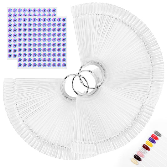 150er-Pack Nagel-Farbmusterstäbe mit Ring und Zahlenaufklebern – Farbmuster für Nagellack-Präsentation, Nagelkunst-Zubehör für Nageltechniker