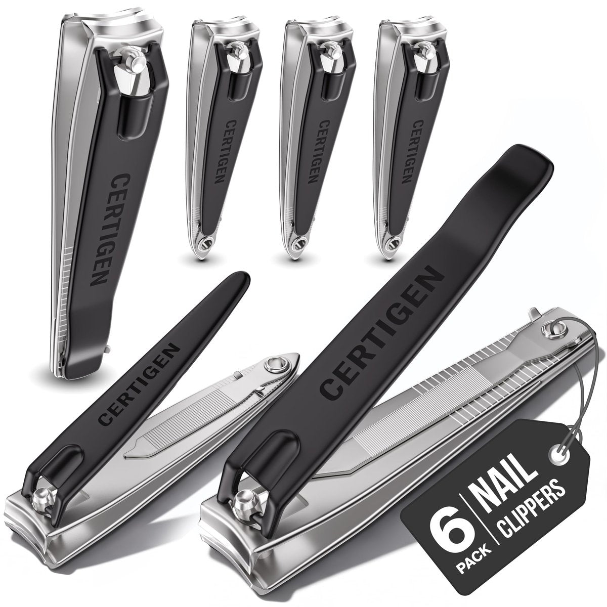 Nagelknipser Set 6er-Pack – Professionelles Pediküre- und Maniküre-Set für Männer und Frauen, inklusive Zehennagelknipser, Fingernagelknipser, rostfreier Edelstahl