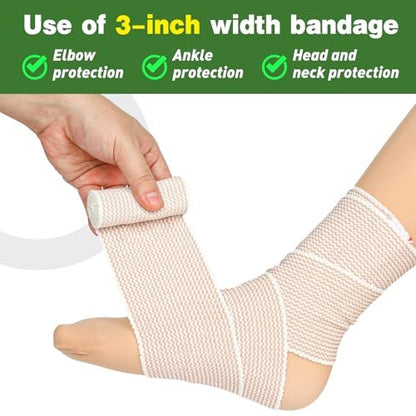 AZEN Premium 4er-Pack elastische Binden 7,5 cm, Kompressionsbandagen für Beine, Lymphödem-Wickel für Beine, Knöchel, Knie, Bauch, Körper