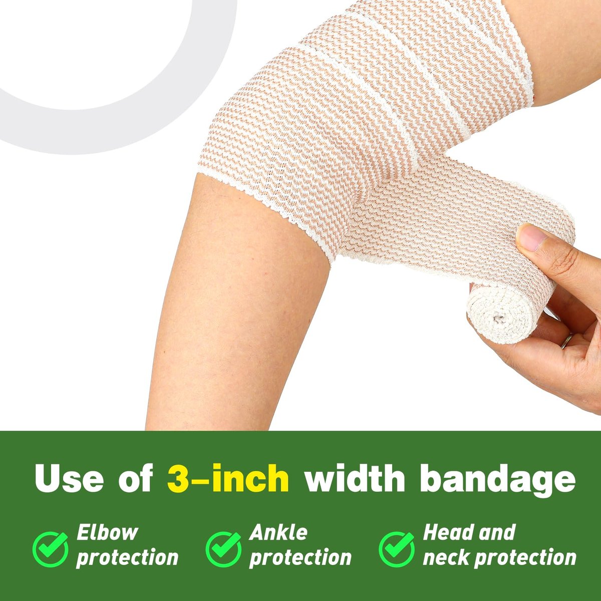 AZEN Premium 10er-Pack elastische Binden 3 Zoll, Kompressionsbandage für Beine, Knöchel, Knie, Bauch, Körper, Lymphdrainage-Binden, latexfrei