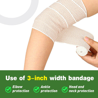 AZEN Premium 10er-Pack elastische Binden 3 Zoll, Kompressionsbandage für Beine, Knöchel, Knie, Bauch, Körper, Lymphdrainage-Binden, latexfrei