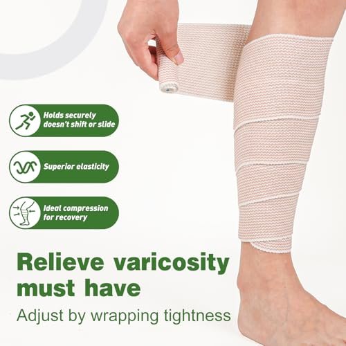 AZEN Premium 10er-Pack elastische Binden 3 Zoll, Kompressionsbandage für Beine, Knöchel, Knie, Bauch, Körper, Lymphdrainage-Binden, latexfrei