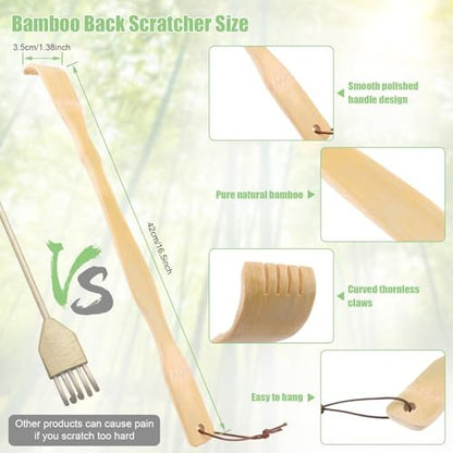 HOFASON 3er-Pack Bambus-Rückenkratzer für Erwachsene – 16,5 Zoll langer Holzrückenkratzer, lustiges Geschenk für Senioren, Männer und Frauen, Weihnachtsgeschenk, Ostergeschenk