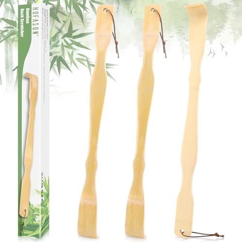 HOFASON 3er-Pack Bambus-Rückenkratzer für Erwachsene – 16,5 Zoll langer Holzrückenkratzer, lustiges Geschenk für Senioren, Männer und Frauen, Weihnachtsgeschenk, Ostergeschenk