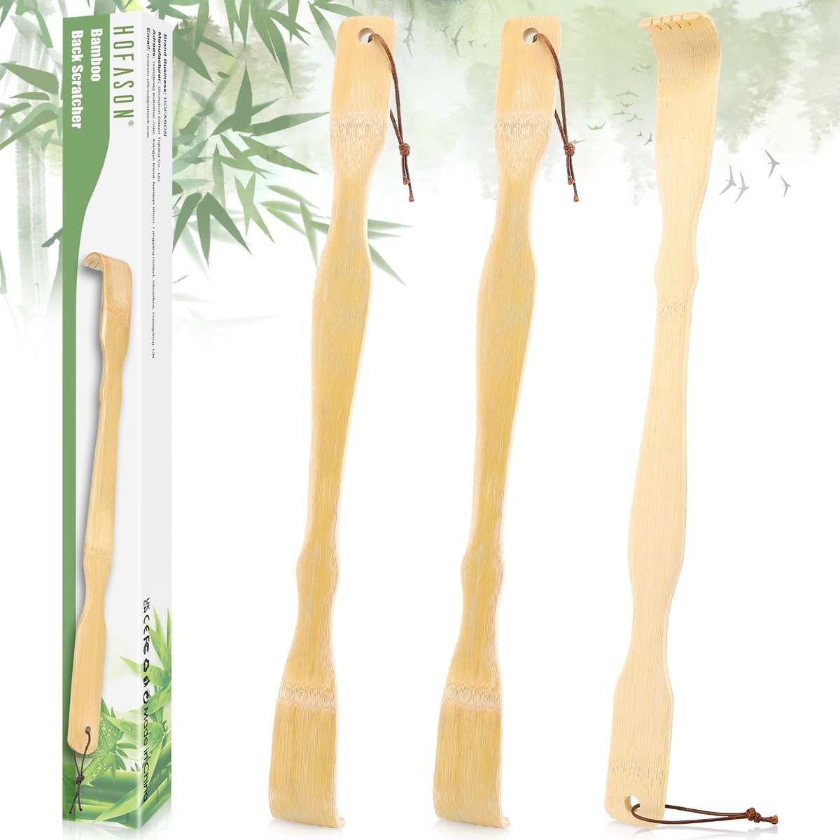 HOFASON 3er-Pack Bambus-Rückenkratzer für Erwachsene – 16,5 Zoll langer Holzrückenkratzer, lustiges Geschenk für Senioren, Männer und Frauen, Weihnachtsgeschenk, Ostergeschenk