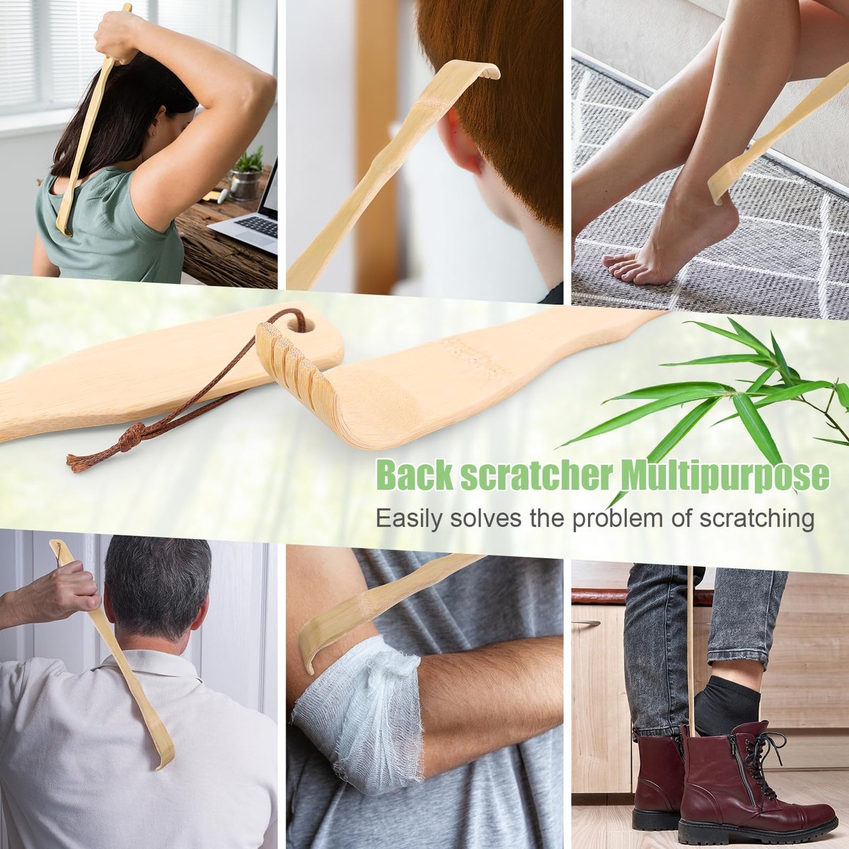HOFASON 3er-Pack Bambus-Rückenkratzer für Erwachsene – 16,5 Zoll langer Holzrückenkratzer, lustiges Geschenk für Senioren, Männer und Frauen, Weihnachtsgeschenk, Ostergeschenk