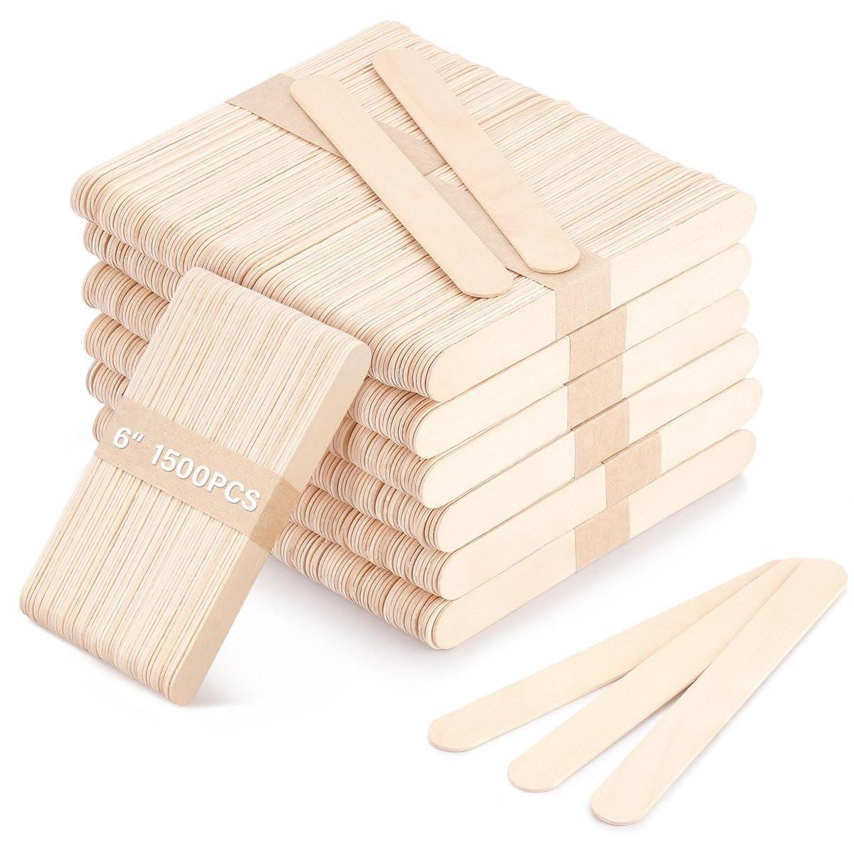 WoBiogHo 1500er Pack Holz-Wachsstäbe 15 cm - Jumbo Holz-Wachsstab, Mehrzweck-Holzstäbchen für Haarentfernung, Zungenspatel und Bastelprojekte