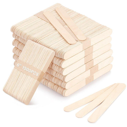 WoBiogHo 1500er Pack Holz-Wachsstäbe 15 cm - Jumbo Holz-Wachsstab, Mehrzweck-Holzstäbchen für Haarentfernung, Zungenspatel und Bastelprojekte