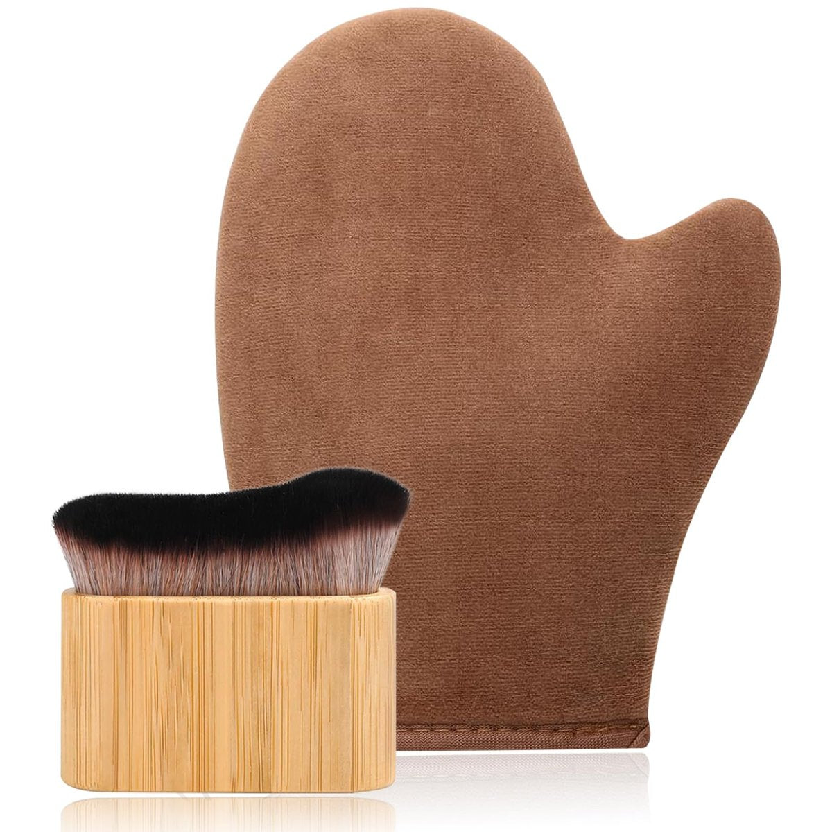 2-in-1 Streak-Free Bräunungs-Mittel-Set – Auslaufsicherer Selbstbräuner-Handschuh, Logan-Bürste, wiederverwendbarer Handschuh und Pinsel, Selbstbräuner-Applikator für Lotion und Mousse