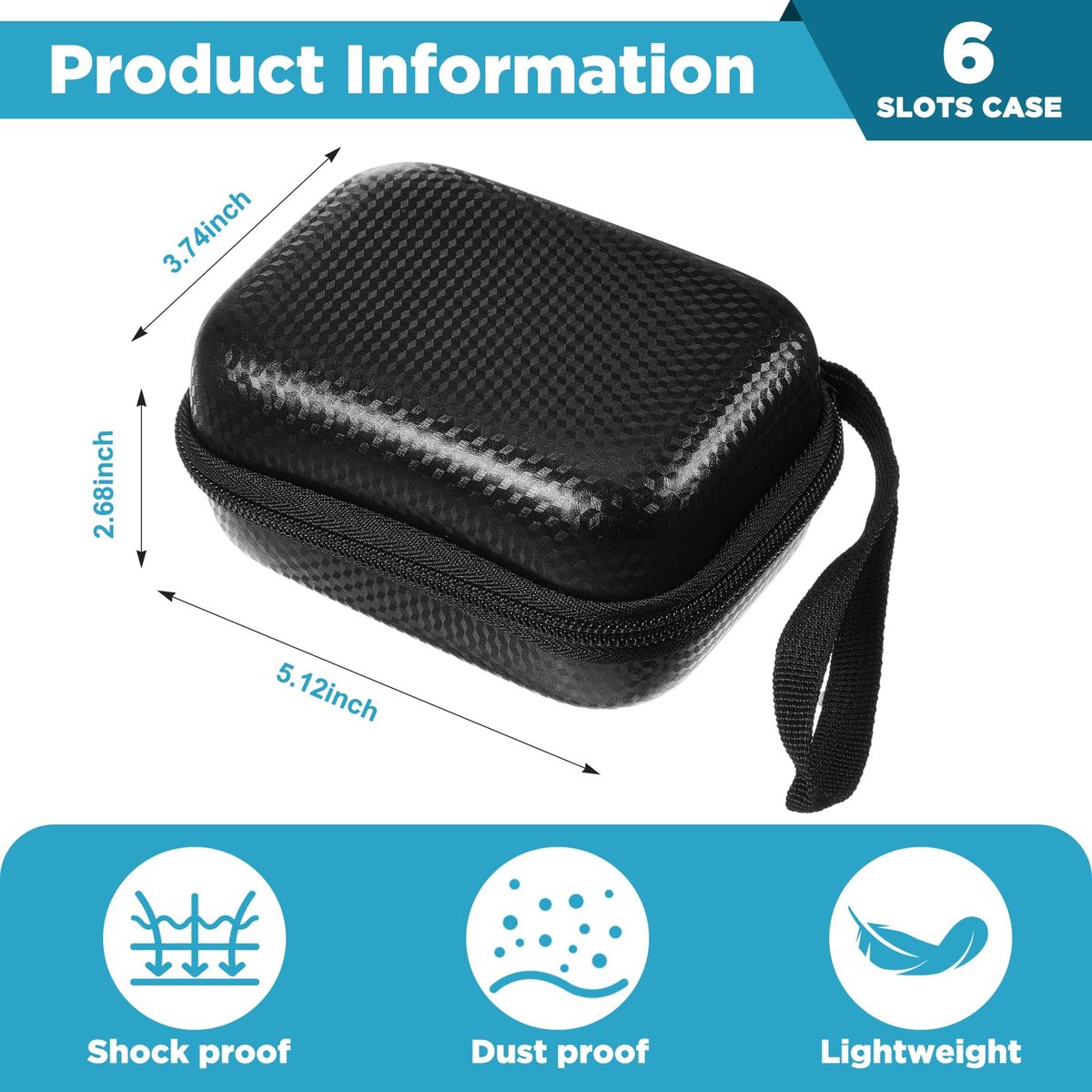 Teenyyou 6-Fach Insulin-Peptide-Kühlbox-Aufbewahrungstasche aus Oxford-Gewebe und EVA, für 10-ml-Standardfläschchen, Organizer für Diabetes-Reisebedarf (Schwarz)