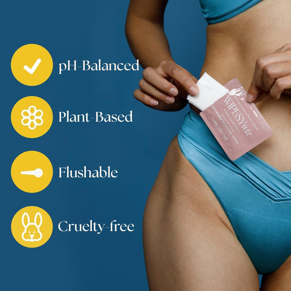 40 Stück spülbare Damen-Feuchttücher, einzeln verpackte Intim-Reinigungstücher für Frauen | Reisegröße für die Periode und den täglichen Gebrauch, pH-ausgeglichen, leicht parfümiert mit Kamelie, Kamille & Aloe