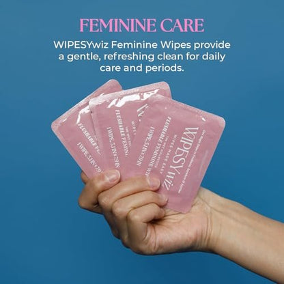 40 Stück spülbare Damen-Feuchttücher, einzeln verpackte Intim-Reinigungstücher für Frauen | Reisegröße für die Periode und den täglichen Gebrauch, pH-ausgeglichen, leicht parfümiert mit Kamelie, Kamille & Aloe