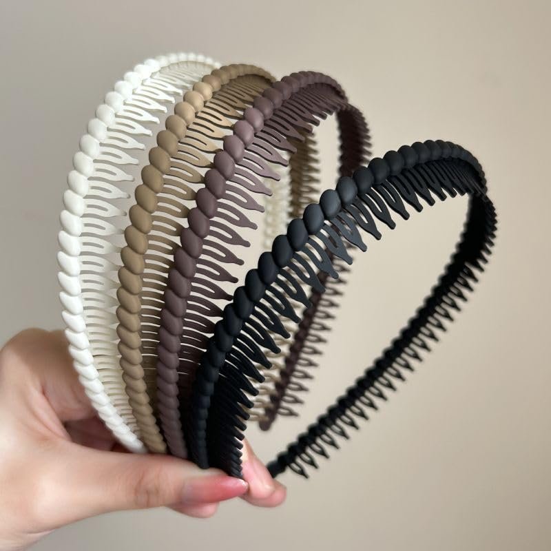 Haarbänder mit Zähnen für Frauen, rutschfest, Kamm-Haarband aus Kunststoff, bequeme Haaraccessoires für Damen und Mädchen (4er-Pack, Neutral)