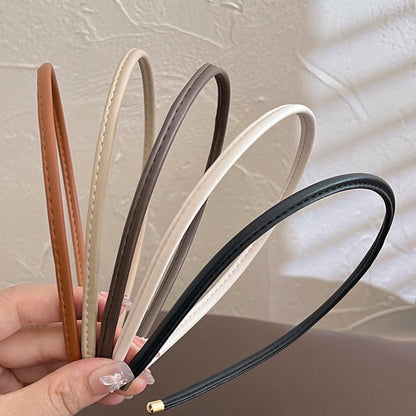 Dünnes Leder-Stirnband für Frauen – 5er-Pack, Beige/Braun/Schwarz/Weiß/Tan, Keine Kopfschmerzen, Rutschfestes Haarzubehör