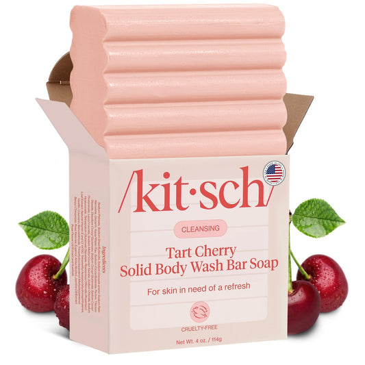 Kitsch Reinigender Tart Cherry Seifenbar mit Erfrischendem Duft – Umweltfreundliche Körperwäsche, die Frauen lieben – Kirsch-Festseife für den täglichen Gebrauch – Silikon-, Sulfat- und Parabenfrei, Hergestellt in den USA – 113g