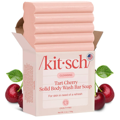 Kitsch Reinigender Tart Cherry Seifenbar mit Erfrischendem Duft – Umweltfreundliche Körperwäsche, die Frauen lieben – Kirsch-Festseife für den täglichen Gebrauch – Silikon-, Sulfat- und Parabenfrei, Hergestellt in den USA – 113g