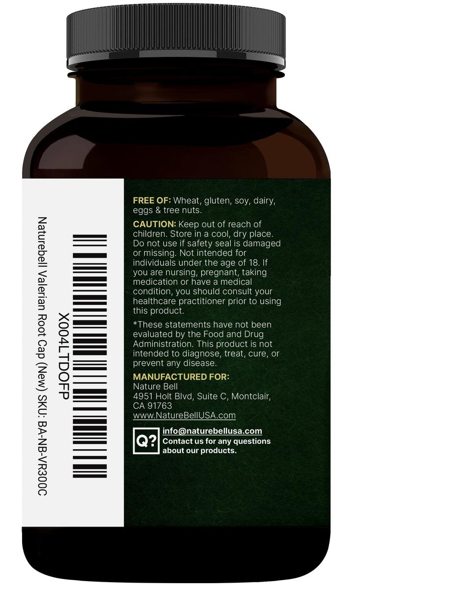 NatureBell Baldrianwurzel für Schlaf, 300 vegane Kapseln mit Magnesiumglycinat, Kamille, Passionsblume, Melisse, Ashwagandha & mehr – Entspannungs- und Schlafunterstützung – Melatoninfrei
