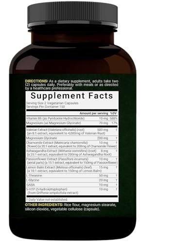 NatureBell Baldrianwurzel für Schlaf, 300 vegane Kapseln mit Magnesiumglycinat, Kamille, Passionsblume, Melisse, Ashwagandha & mehr – Entspannungs- und Schlafunterstützung – Melatoninfrei