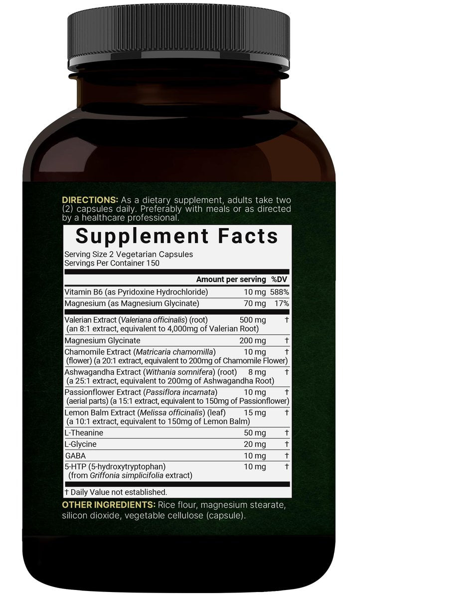 NatureBell Baldrianwurzel für Schlaf, 300 vegane Kapseln mit Magnesiumglycinat, Kamille, Passionsblume, Melisse, Ashwagandha & mehr – Entspannungs- und Schlafunterstützung – Melatoninfrei