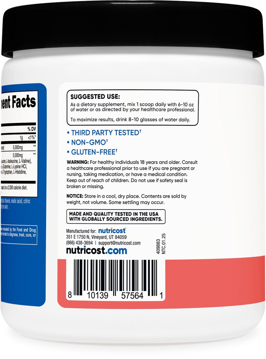 Nutricost Creatin + Aminos Wassermelone Geschmack - 30 Portionen - 5.000 mg Creatin Monohydrat + 5.000 mg BCAA-Aminosäure-Mischung pro Portion