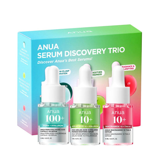 Anua Serum Discovery Trio – Mini-Gesichtsserum Reiseset mit Hyaluronsäure, Niacinamid & Azelainsäure, feuchtigkeitsspendendes, beruhigendes Geschenkset für Frauen, Koreanische Hautpflege – 10 ml × 3 Stück