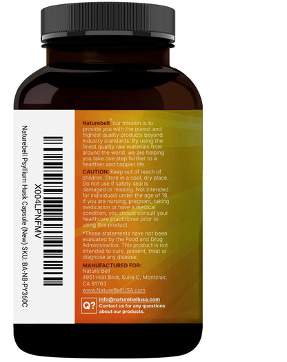 NatureBell Psyllium-Faser-Kapseln, 2.000 mg pro Portion, 360 Kapseln | Löslicher Ballaststoff | 3-in-1 mit Inulin & Chiasamen | Pflanzlich, Nicht-GVO, Glutenfrei