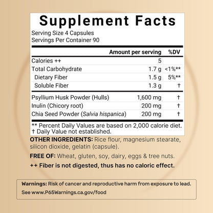 NatureBell Psyllium-Faser-Kapseln, 2.000 mg pro Portion, 360 Kapseln | Löslicher Ballaststoff | 3-in-1 mit Inulin & Chiasamen | Pflanzlich, Nicht-GVO, Glutenfrei