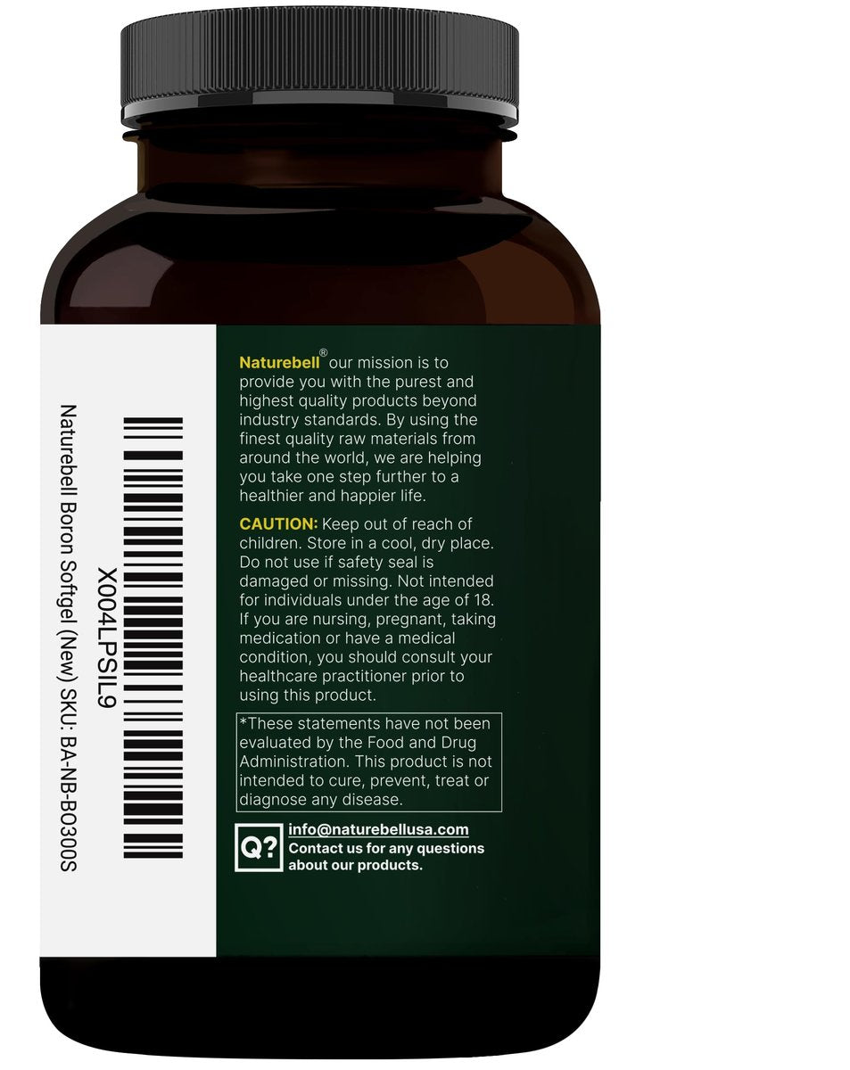 Boron 10mg, 300 Softgels mit MCT-Öl | Hohe Absorption | Dreifachwirkendes Borpräparat für Männer & Frauen | Glycinat, Citrat & Aspartat-Komplex | Spurenelemente für Hormon-, Knochen- & Gelenkunterstützung