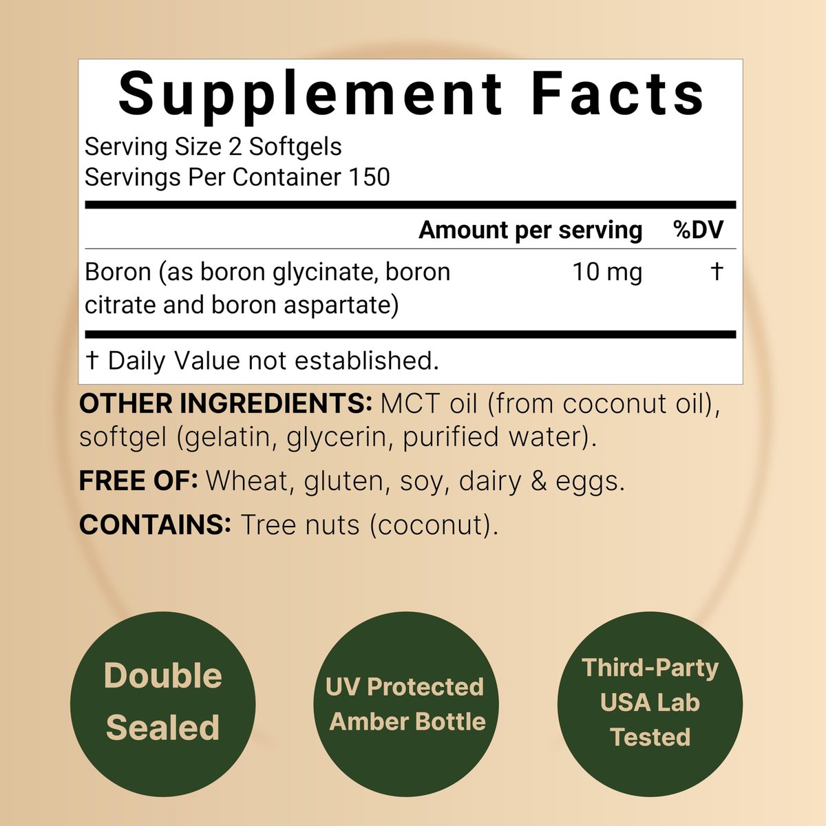 Boron 10mg, 300 Softgels mit MCT-Öl | Hohe Absorption | Dreifachwirkendes Borpräparat für Männer & Frauen | Glycinat, Citrat & Aspartat-Komplex | Spurenelemente für Hormon-, Knochen- & Gelenkunterstützung