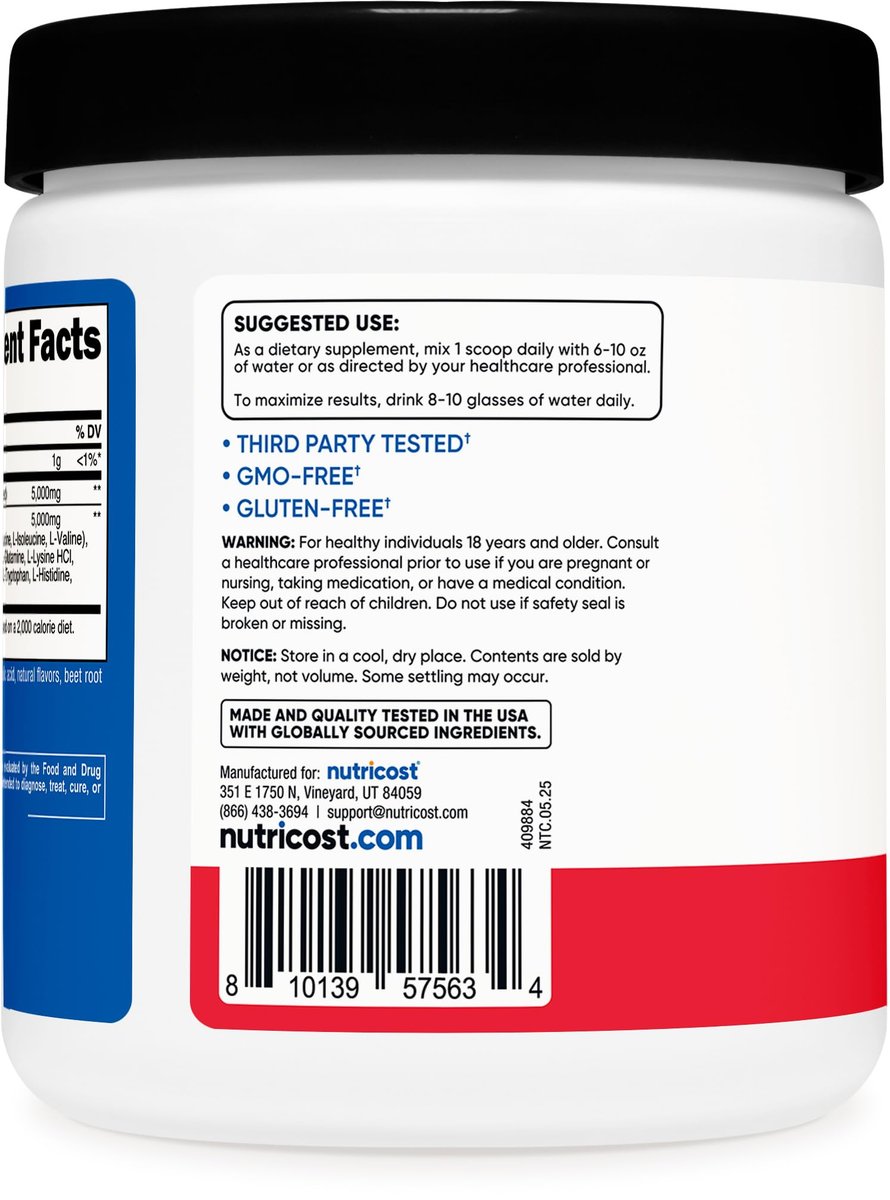 Nutricost Creatin + Aminos 30 Portionen (Fruchtpunsch-Geschmack) - 5.000 mg Creatin Monohydrat + 5.000 mg BCAA-Amino-Mischung pro Portion
