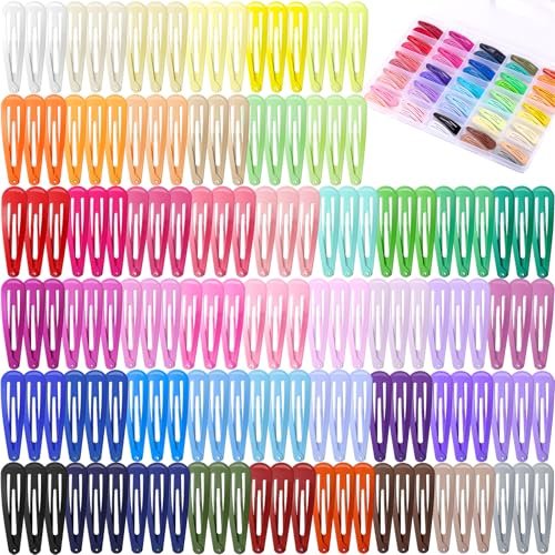 150-teilige Haarklammern, 50 Farben, Funtopia 5 cm bunte Schnapp-Haarklammern für Mädchen mit Aufbewahrungsbox, rutschfeste Metallklammern für Frauen, Kinder, Teenager