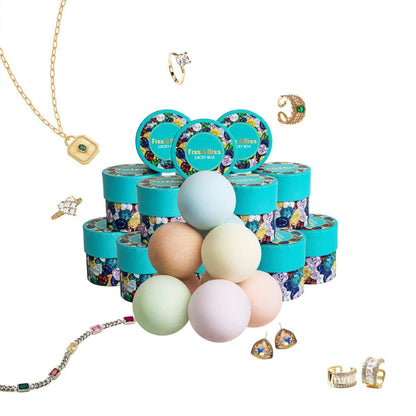 Fizz & Rizz Schmuck-Überraschungs-Badebombe: Ringe, Halsketten, Ohrringe, Armbänder und Chance auf hochwertigen Schmuck – 1 Stück, ideales Geschenk