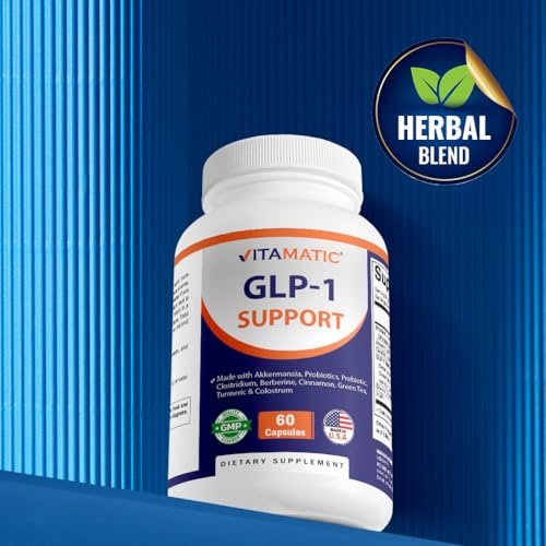 Vitamatic GLP-1 Unterstützung für Männer & Frauen, 60 Kapseln - mit Akkermansia, Probiotika, Präbiotikum, Clostridium, Berberin, Zimt, grünem Tee, Kurkuma & Kolostrum