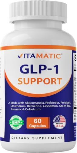 Vitamatic GLP-1 Unterstützung für Männer & Frauen, 60 Kapseln - mit Akkermansia, Probiotika, Präbiotikum, Clostridium, Berberin, Zimt, grünem Tee, Kurkuma & Kolostrum