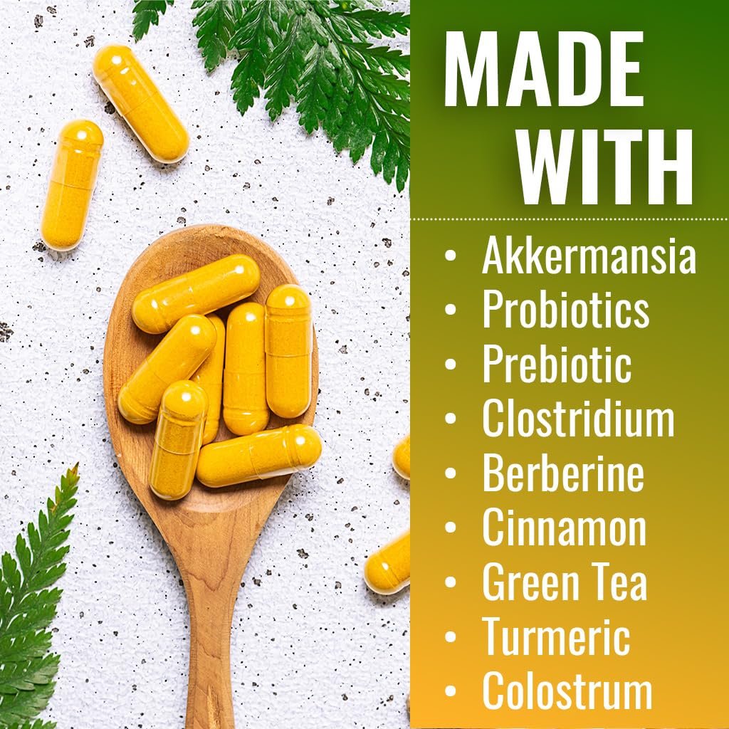 Vitamatic GLP-1 Unterstützung für Männer & Frauen, 60 Kapseln - mit Akkermansia, Probiotika, Präbiotikum, Clostridium, Berberin, Zimt, grünem Tee, Kurkuma & Kolostrum