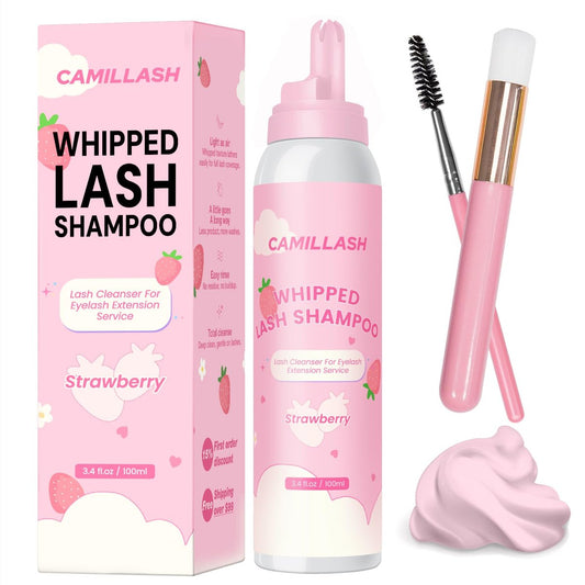 Whipped Lash Cream Shampoo Foam Reiniger | Wimpernverlängerungs-Reinigungsset | Salon & Zuhause 100ml Erdbeer-Pink