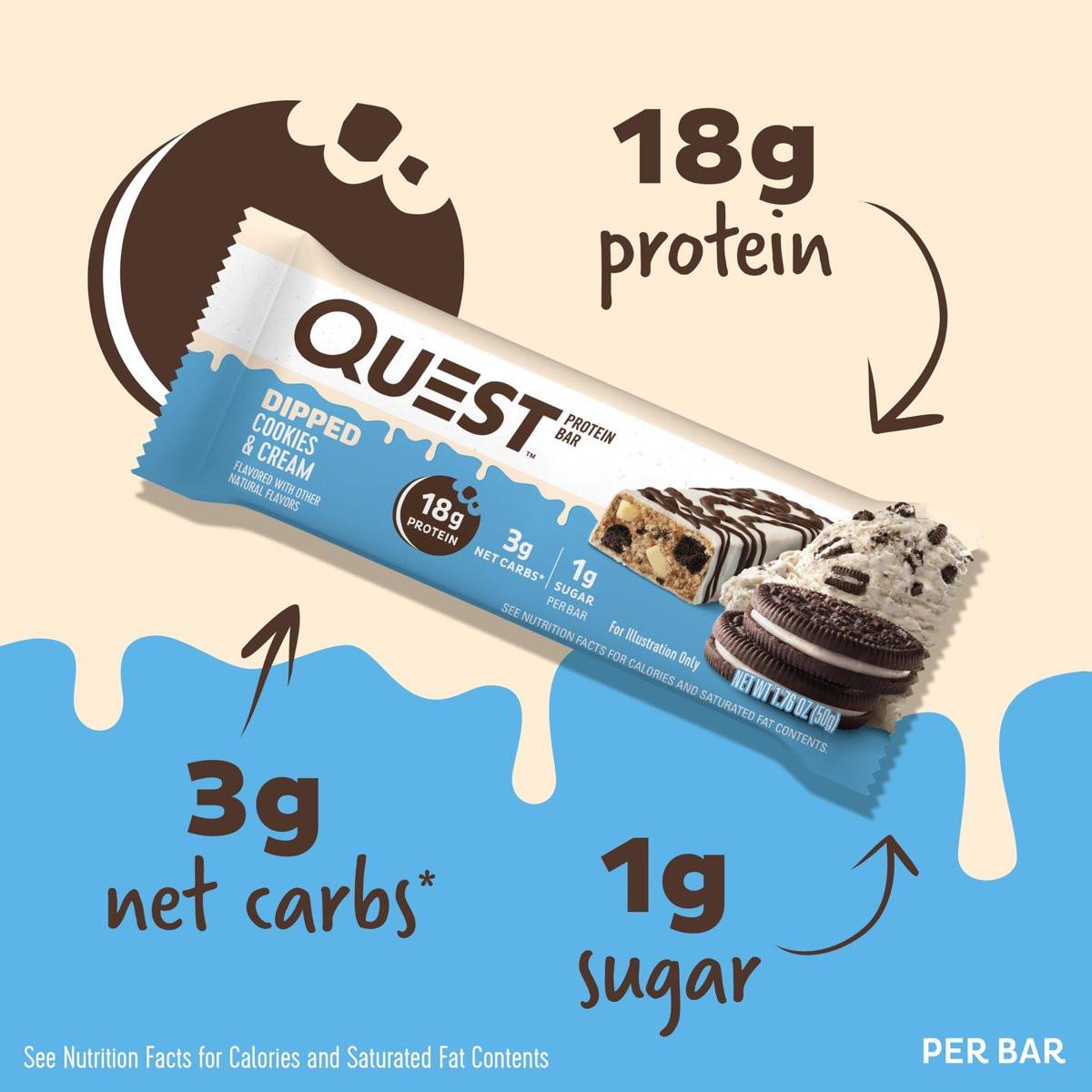 Quest Nutrition Dipped Cookies & Cream Protein Riegel – Hoher Proteingehalt, Low Carb, Glutenfrei, Keto-freundlich, 4er-Pack