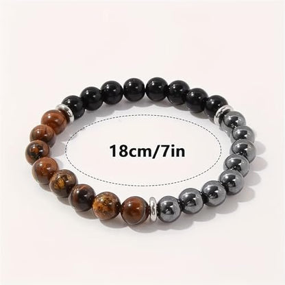 Triple Protection Heilende Kristall-Armband – Tigerauge, schwarzer Turmalin & Hämatit Naturstein-Schmuck – Stärke & positive Energie Geschenk für Männer & Frauen – Weihnachten & Jahrestag
