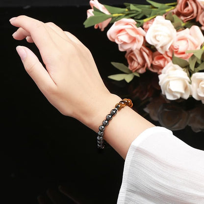 Triple Protection Heilende Kristall-Armband – Tigerauge, schwarzer Turmalin & Hämatit Naturstein-Schmuck – Stärke & positive Energie Geschenk für Männer & Frauen – Weihnachten & Jahrestag