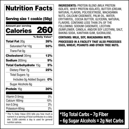 Quest Nutrition Protein Cookie Weiße Schokolade Macadamia – 15g Protein, 1g Zucker, 2g Netto-Kohlenhydrate, Keto-freundlich, 4er-Pack
