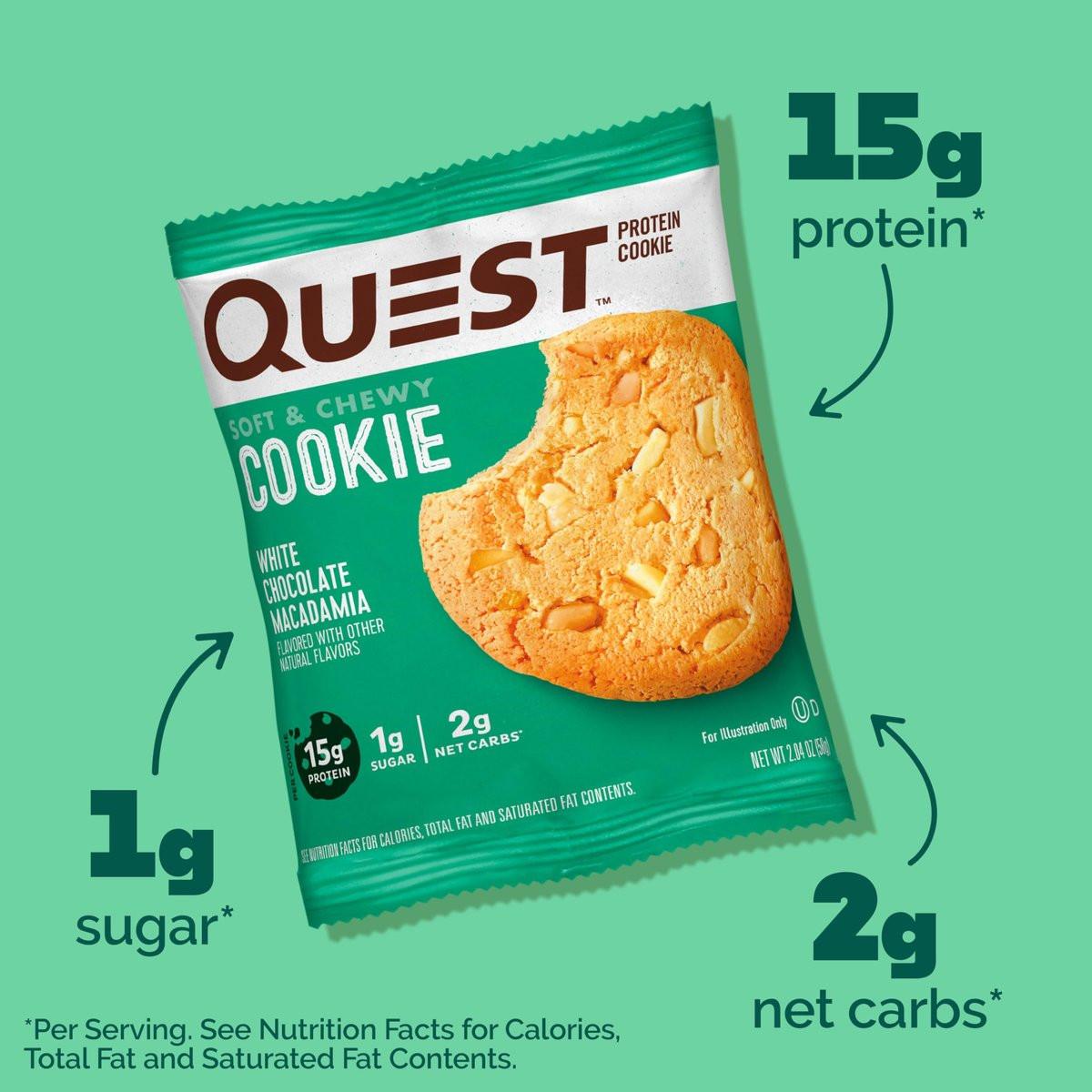Quest Nutrition Protein Cookie Weiße Schokolade Macadamia – 15g Protein, 1g Zucker, 2g Netto-Kohlenhydrate, Keto-freundlich, 4er-Pack