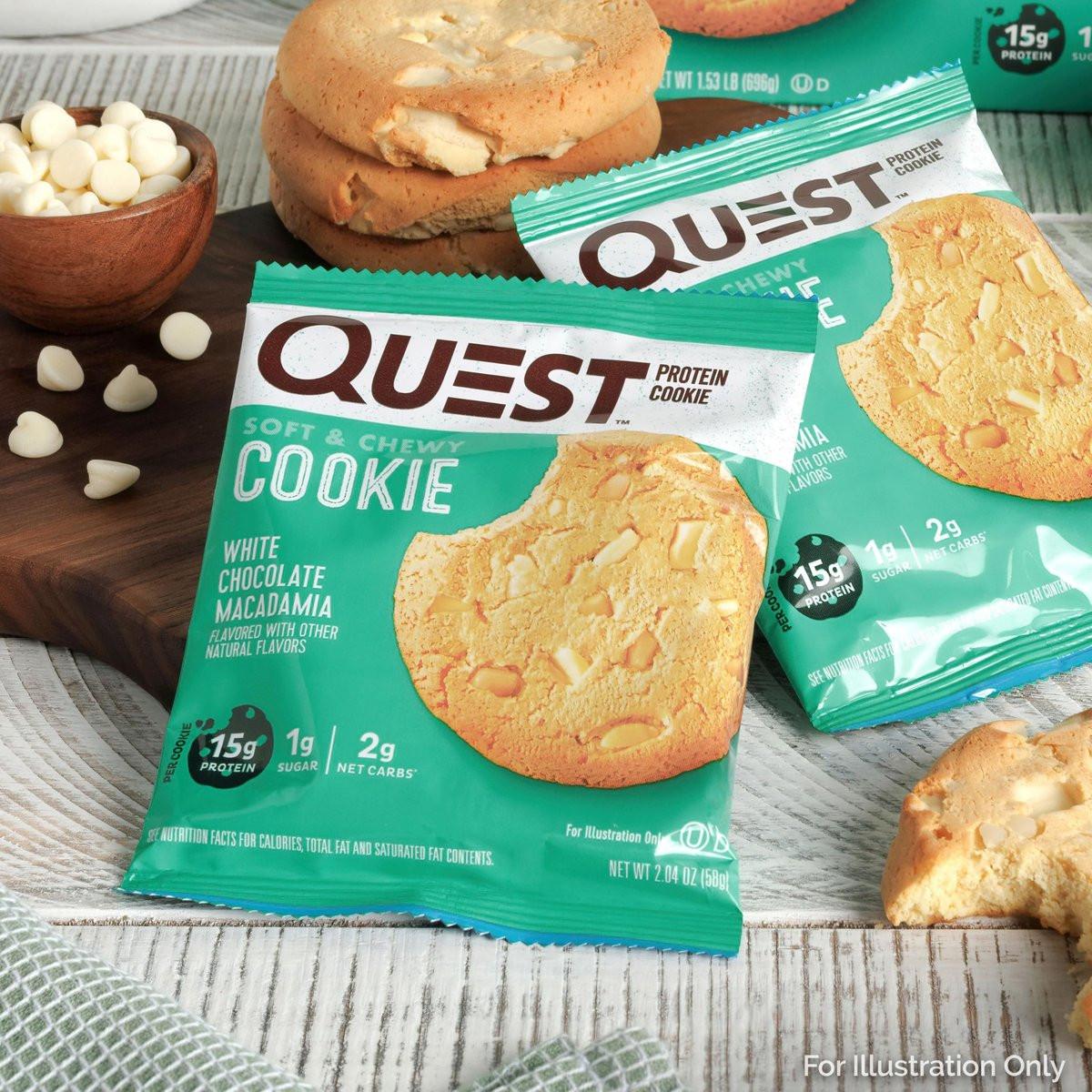 Quest Nutrition Protein Cookie Weiße Schokolade Macadamia – 15g Protein, 1g Zucker, 2g Netto-Kohlenhydrate, Keto-freundlich, 4er-Pack