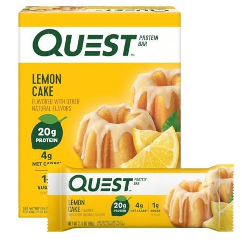 Quest Nutrition Zitronen-Kuchen Proteinriegel – Hoher Proteingehalt, Wenig Kohlenhydrate, Glutenfrei, Keto-freundlich, 4er-Pack